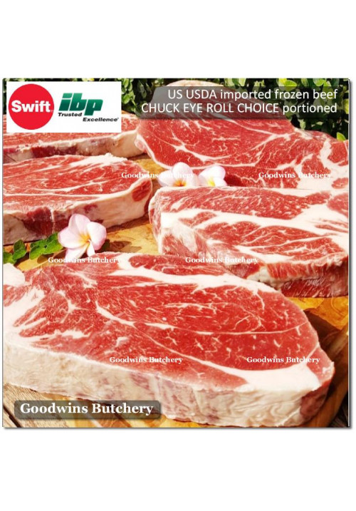 Beef CHUCK EYE ROLL US USDA CHOICE frozen portioned cuts 1.5" 4cm +/- 1.5kg (price/kg) brand either IBP / SWIFT